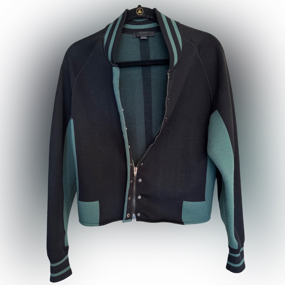 Alexander Wang Black and Teal Bomber Jacket